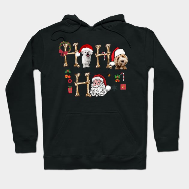 HO HO HO Christmas Dogs Shirt Santa Claus Gift Present Hoodie by yayashop